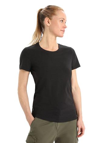 Icebreaker Merino Central Klassiska Korta Sleeve T-shirt Dam Svarta | SE 1382SGLO